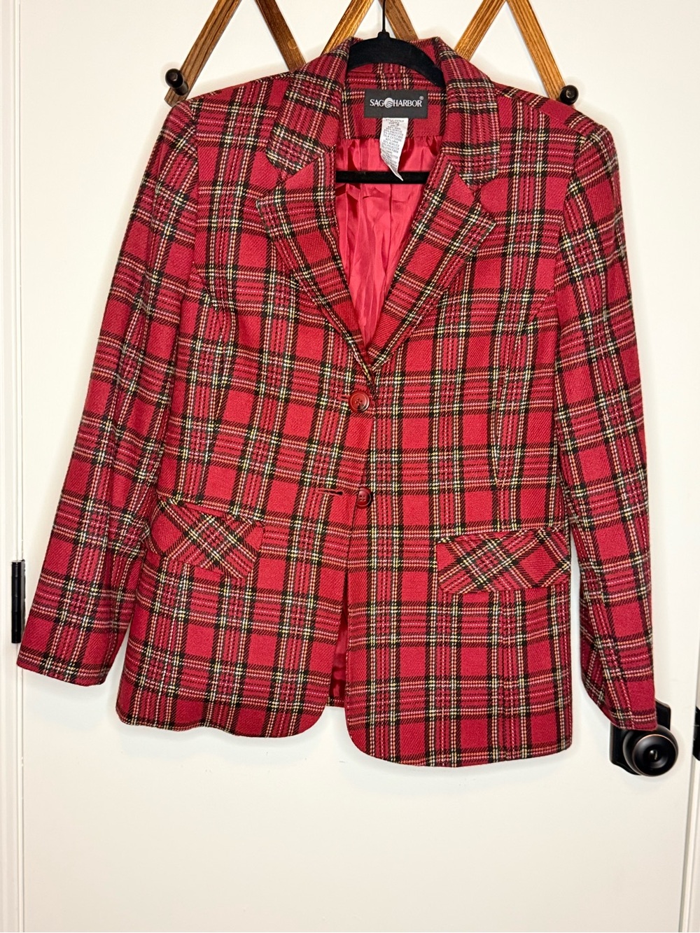 Vintage SAG HARBOR Red Plaid Women's Blazer Jacket